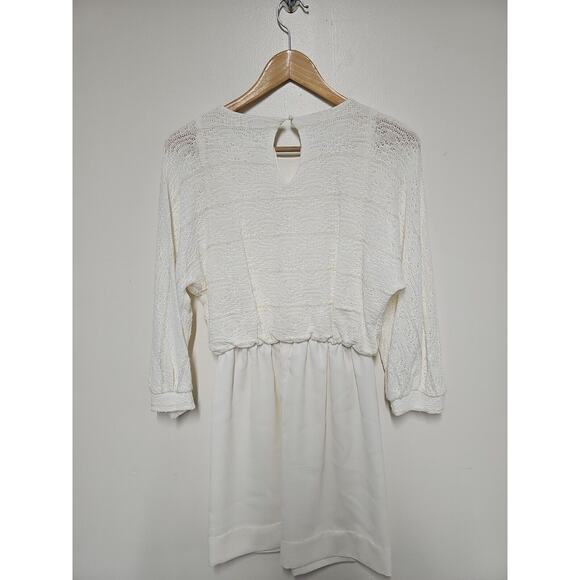 Vtg 80s Toni Petite Lace Dolman Sleeve Blouson Dress Size 8P USA Winter White - Picture 4 of 13